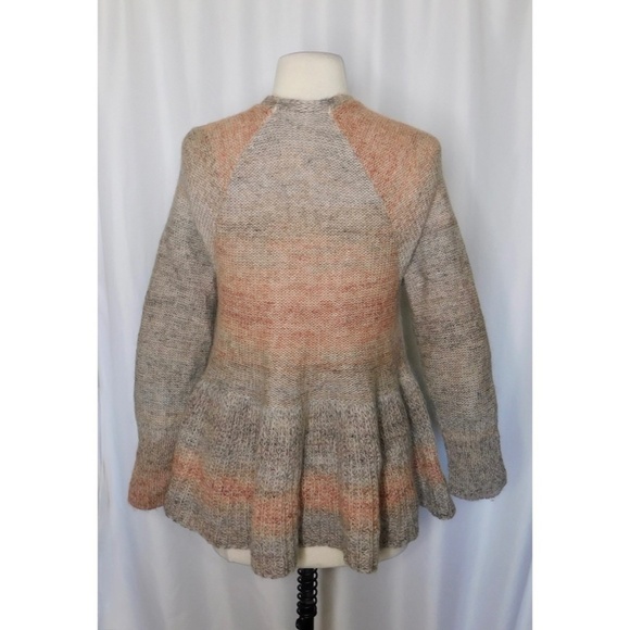 Anthropologie KNITTED & KNOTTED Cody Open Cardigan Peplum Mohair Wool Small - Picture 9 of 14